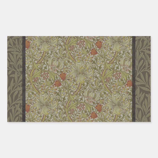 William Morris Golden Lily Willow Bough Pattern Rectangular Sticker (Front)