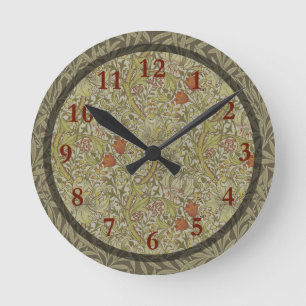 William Morris Golden Lily Willow Bough Pattern Round Clock