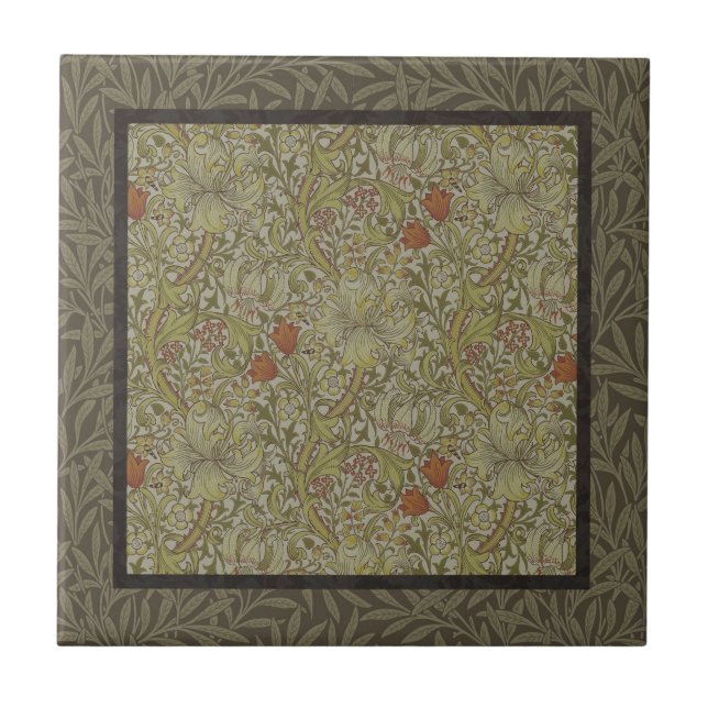 William Morris Golden Lily Willow Bough Pattern Tile (Front)