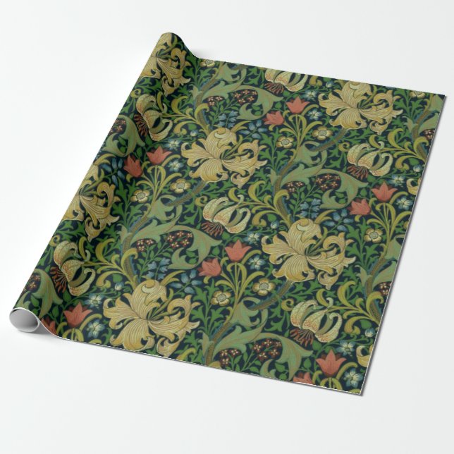 William Morris Golden Lily Wrapping Paper (Unrolled)