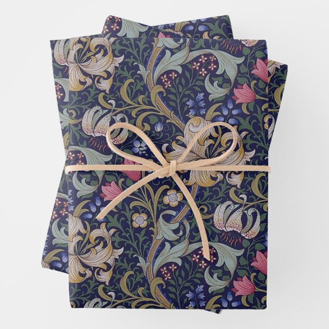 William Morris, Golden Lily Wrapping Paper Sheet (In situ)