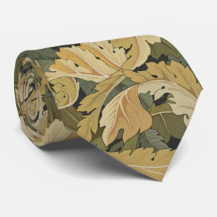 William Morris golden vintage leaves pattern Tie