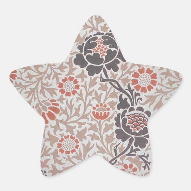 William Morris Grafton Botanic Art Design Star Sticker (Front)