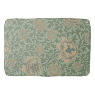 William Morris Grafton Floral Pattern Sage Green Bath Mat