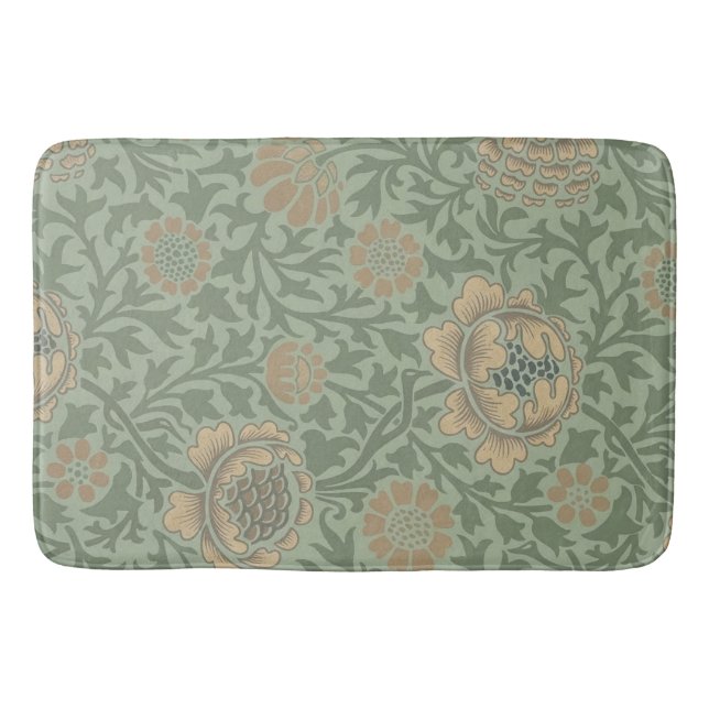 William Morris Grafton Floral Pattern Sage Green  Bath Mat (Front)