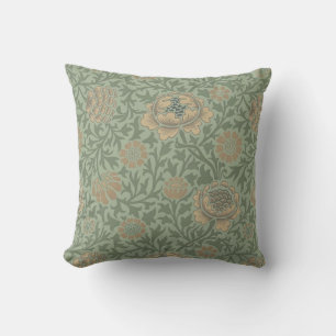 William Morris Grafton Floral Pattern Sage Green Cushion