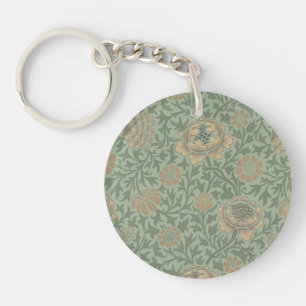 William Morris Grafton Floral Pattern Sage Green  Key Ring