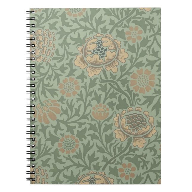 William Morris Grafton Floral Pattern Sage Green  Notebook (Front)