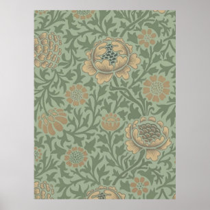 William Morris Grafton Floral Pattern Sage Green Poster