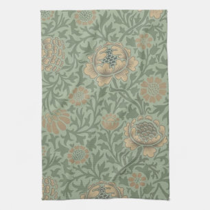 William Morris Grafton Floral Pattern Sage Green Tea Towel