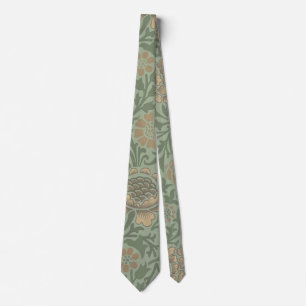 William Morris Grafton Floral Pattern Sage Green  Tie