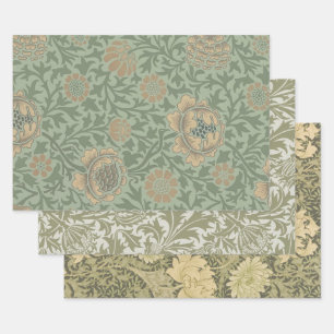 William Morris Grafton Floral Pattern Sage Green Wrapping Paper Sheet