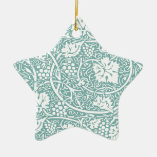 William Morris Grape Pattern Teal Turquoise Ceramic Tree Decoration