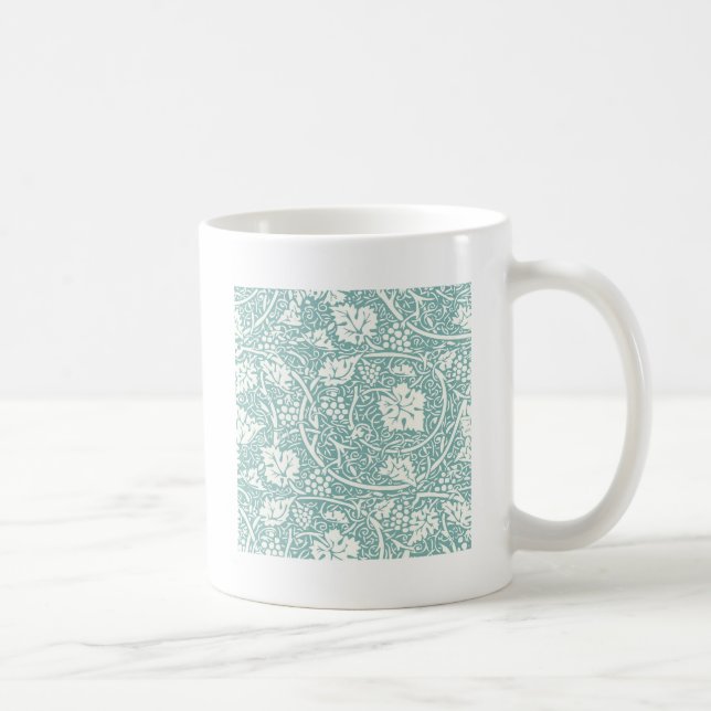 William Morris Grape Pattern Teal Turquoise Coffee Mug (Right)