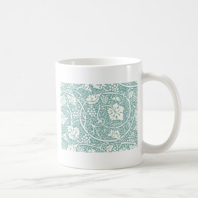 William Morris Grape Pattern Teal Turquoise Coffee Mug (Right)