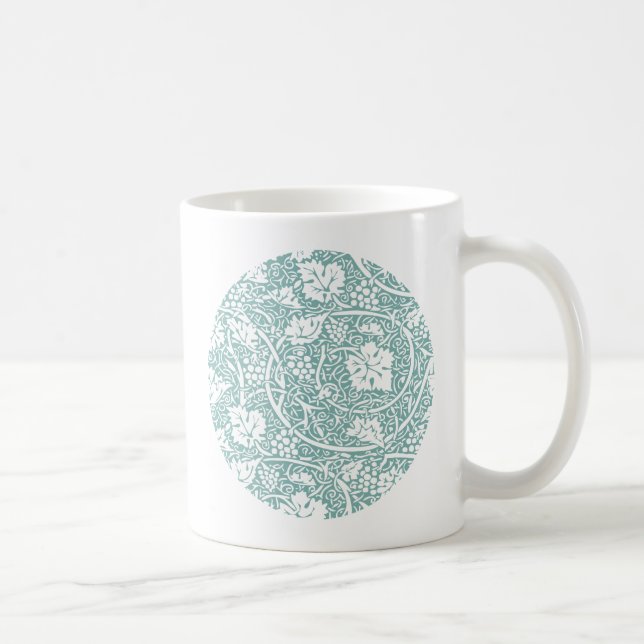 William Morris Grape Pattern Teal Turquoise Coffee Mug (Right)