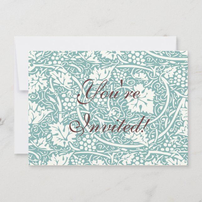 William Morris Grape Pattern Teal Turquoise Invitation (Front)