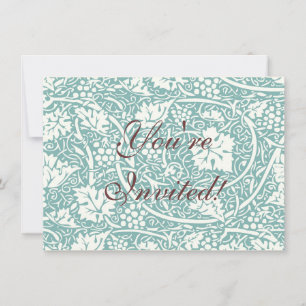 William Morris Grape Pattern Teal Turquoise Invitation