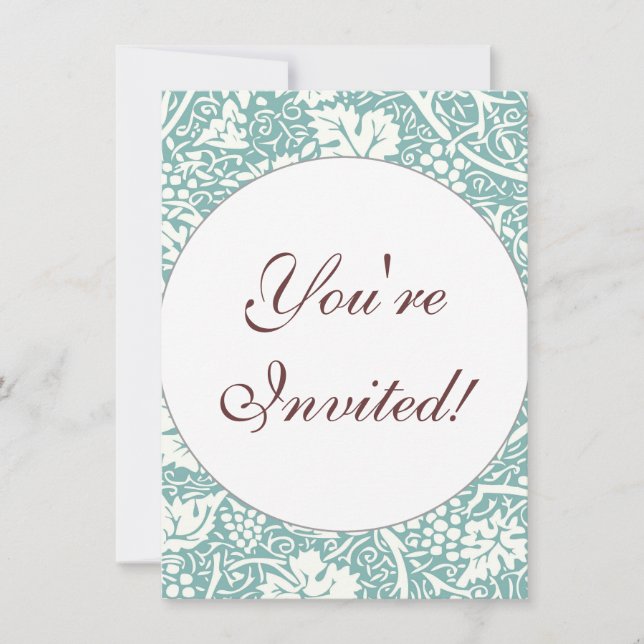 William Morris Grape Pattern Teal Turquoise Invitation (Front)