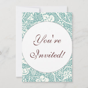 William Morris Grape Pattern Teal Turquoise Invitation