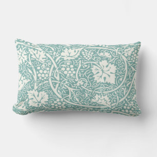 William Morris Grape Pattern Teal Turquoise Lumbar Cushion