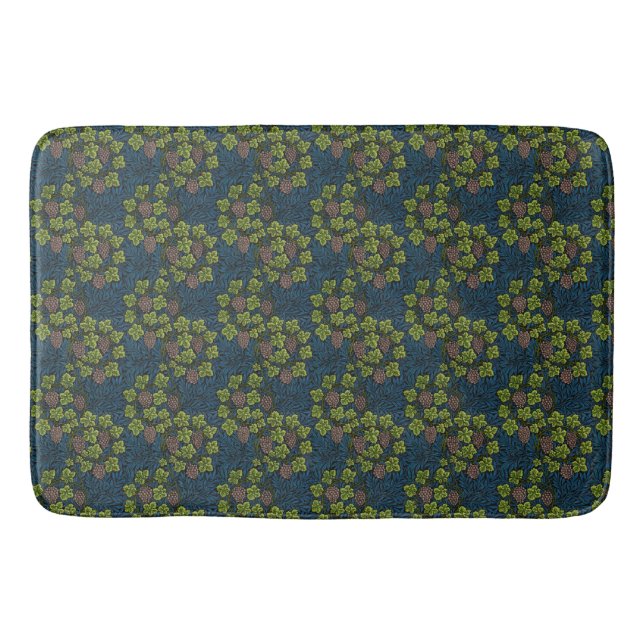 William Morris Grape & Vine Red Green Blue Bath Mat (Front)