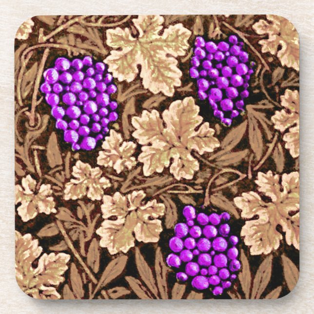 William Morris Grapevine, Brown and Purple Coaster (Front)