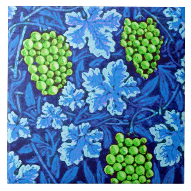 William Morris Grapevine, Cobalt Blue Tile (Front)