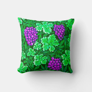 William Morris Grapevine, Purple and Green Cushion