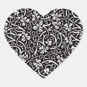 William Morris Grapevine Vine Leaf Pattern Heart Sticker