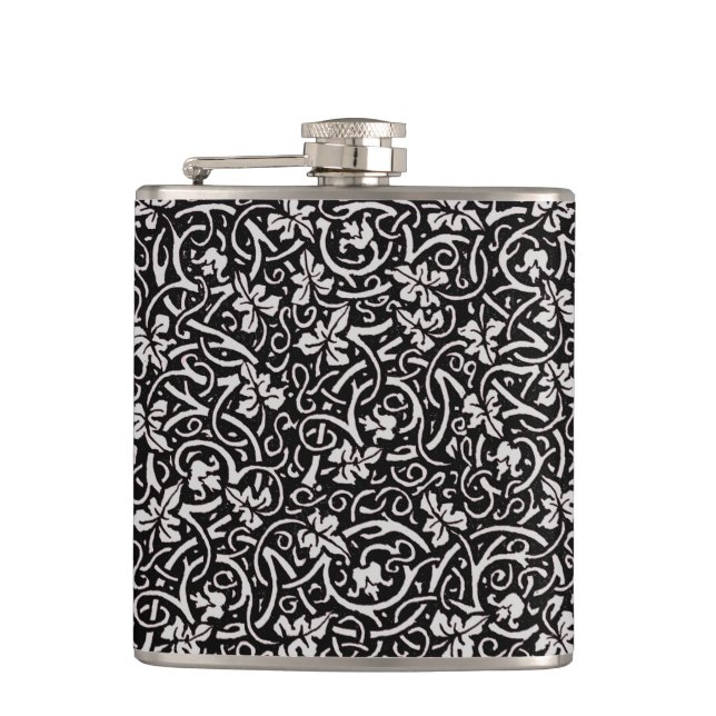 William Morris Grapevine Vine Leaf Pattern Hip Flask (Front)