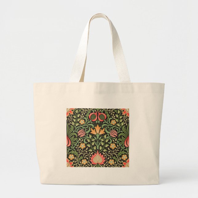 William Morris Graphic Persian Floral Design Large Tote Bag (Front)
