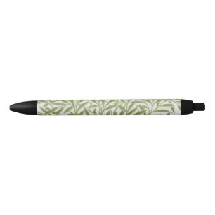 William Morris Green Floral Botanical Pattern Black Ink Pen
