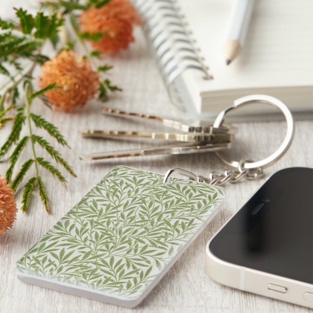 William Morris Green Floral Botanical Pattern Key Ring (Front Right)