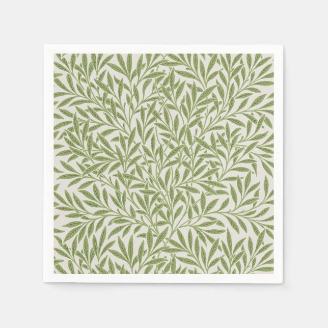 William Morris Green Floral Botanical Pattern Napkin (Front)