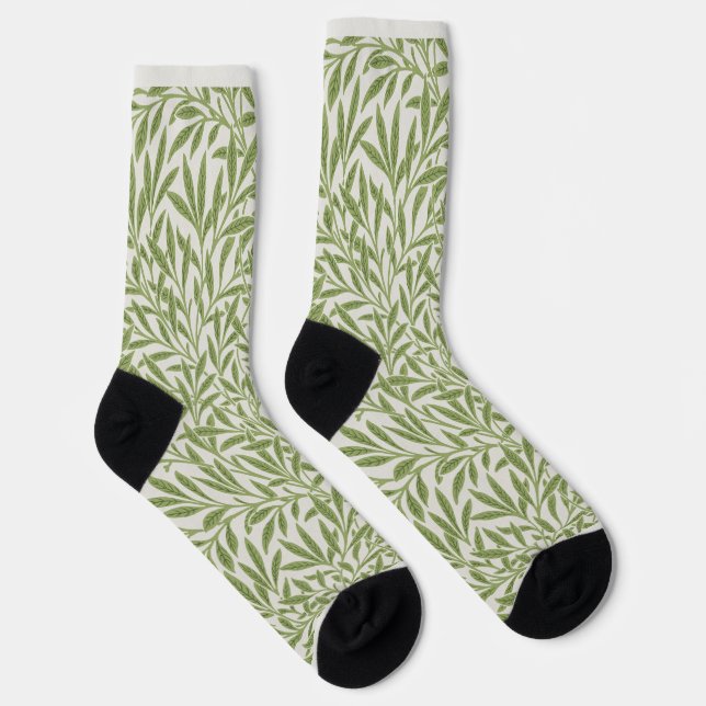 William Morris Green Floral Botanical Pattern Socks (Right)