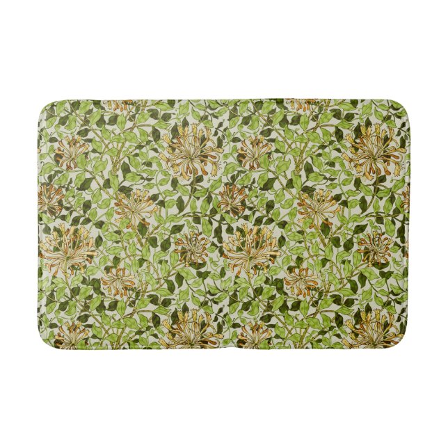 William Morris Green Honeysuckle Floral Wallpaper Bath Mat (Front)