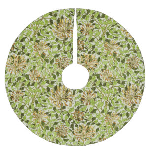 William Morris Green Honeysuckle Floral Wallpaper Brushed Polyester Tree Skirt