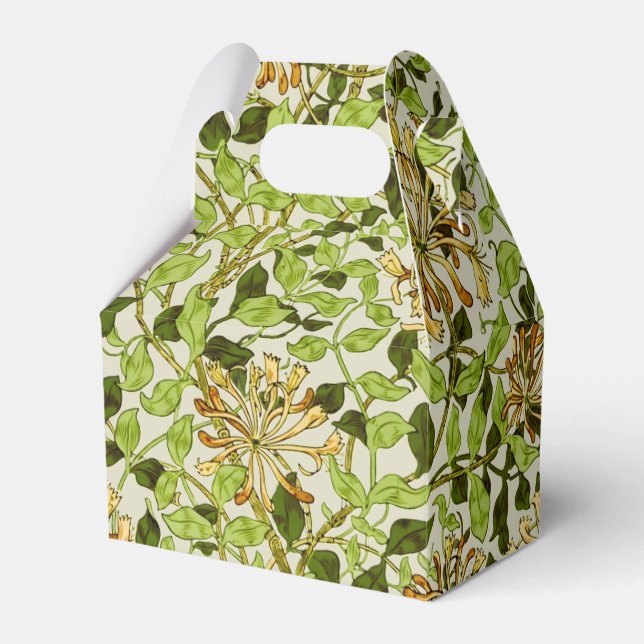 William Morris Green Honeysuckle Floral Wallpaper Favour Box (Front Side)