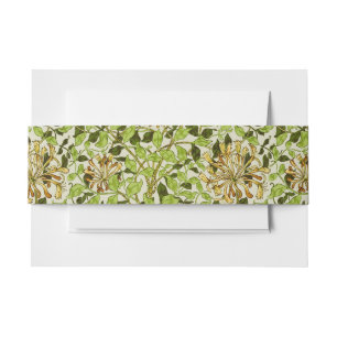 William Morris Green Honeysuckle Floral Wallpaper Invitation Belly Band