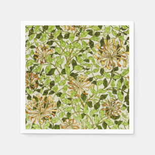 William Morris Green Honeysuckle Floral Wallpaper Napkin