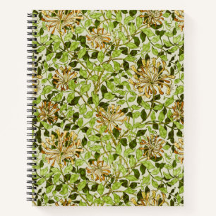 William Morris Green Honeysuckle Floral Wallpaper Notebook