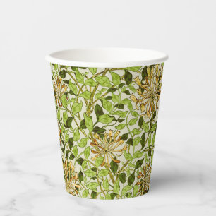 William Morris Green Honeysuckle Floral Wallpaper Paper Cups