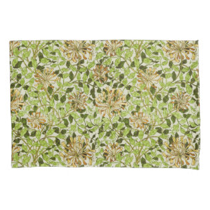 William Morris Green Honeysuckle Floral Wallpaper Pillowcase