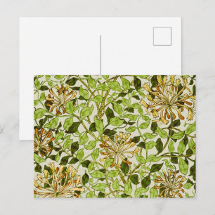William Morris Green Honeysuckle Floral Wallpaper Postcard