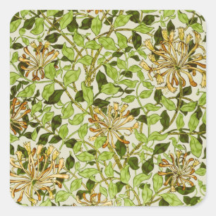 William Morris Green Honeysuckle Floral Wallpaper Square Sticker