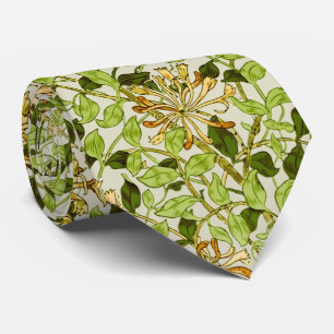 William Morris Green Honeysuckle Floral Wallpaper Tie