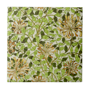 William Morris Green Honeysuckle Floral Wallpaper Tile