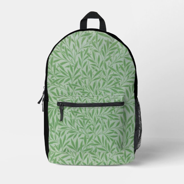 William Morris green leaves art cute backpack (Front)