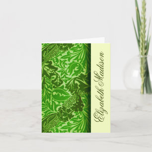 William Morris Green Leaves Personalised Note Card